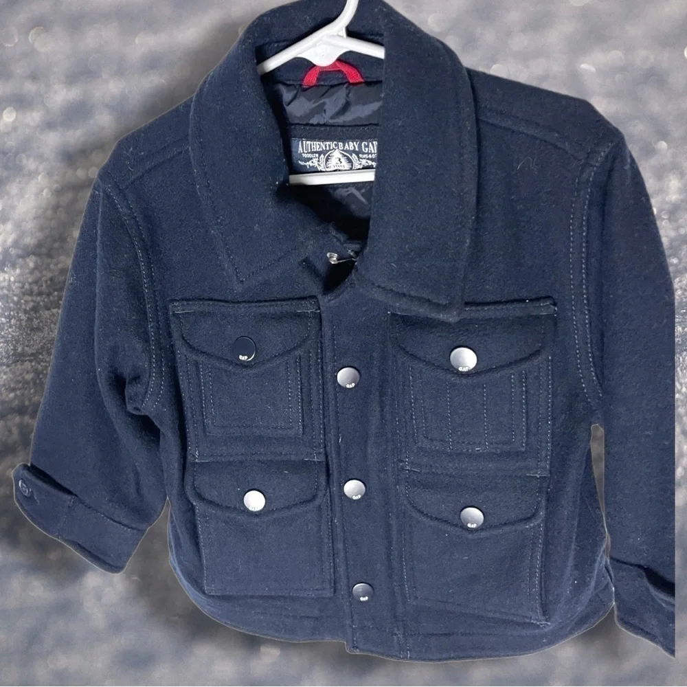 𝅺baby Gap Navy Wool Winter Peacoat Size 3T